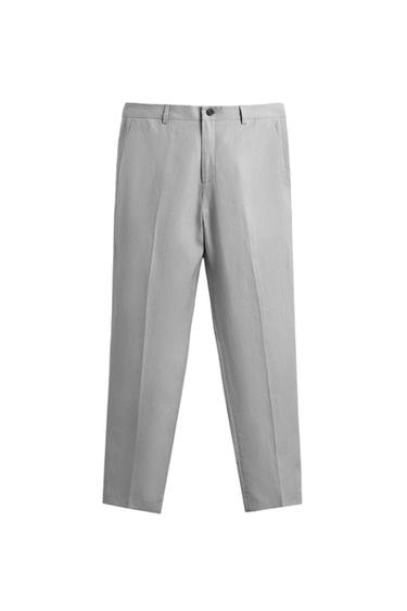 PANTALÓN TRAJE 100% LINO - Gris medio de Zara