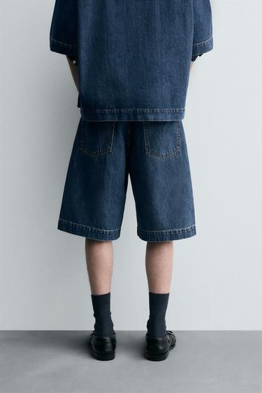 PLEATED RELAXED FIT DENIM BERMUDA SHORTS - Blue by Zara - Image 2