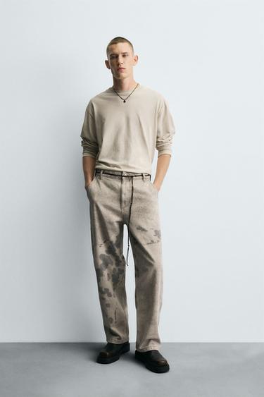 Zara DALMATIAN PRINT CARPENTER PANTS - 024 - Image 0