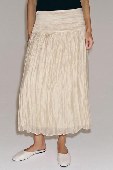 JUPE MIDI DRAPÉE ZW COLLECTION - Beige de Zara - Image 4