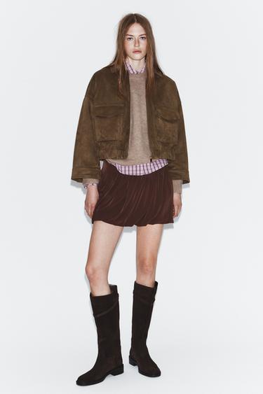 CAZADORA EFECTO ANTE - Khaki oscuro de Zara