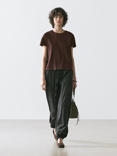 T-shirt couture 100 % coton - Marron de Zara - Image 0