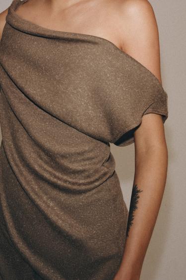 ASYMMETRIC RUSTIC TOP - Brown by Zara