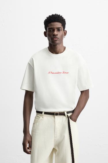 CAMISETA ESTAMPADOS CONTRASTE - Blanco de Zara