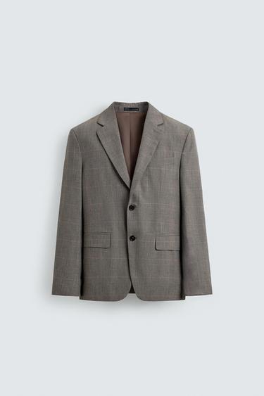 BLAZER TRAJE CUADROS - Marrón de Zara