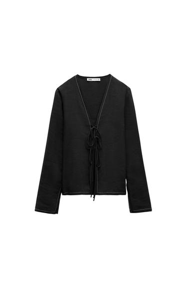 TIED TOPSTITCHED BLOUSE ZW COLLECTION