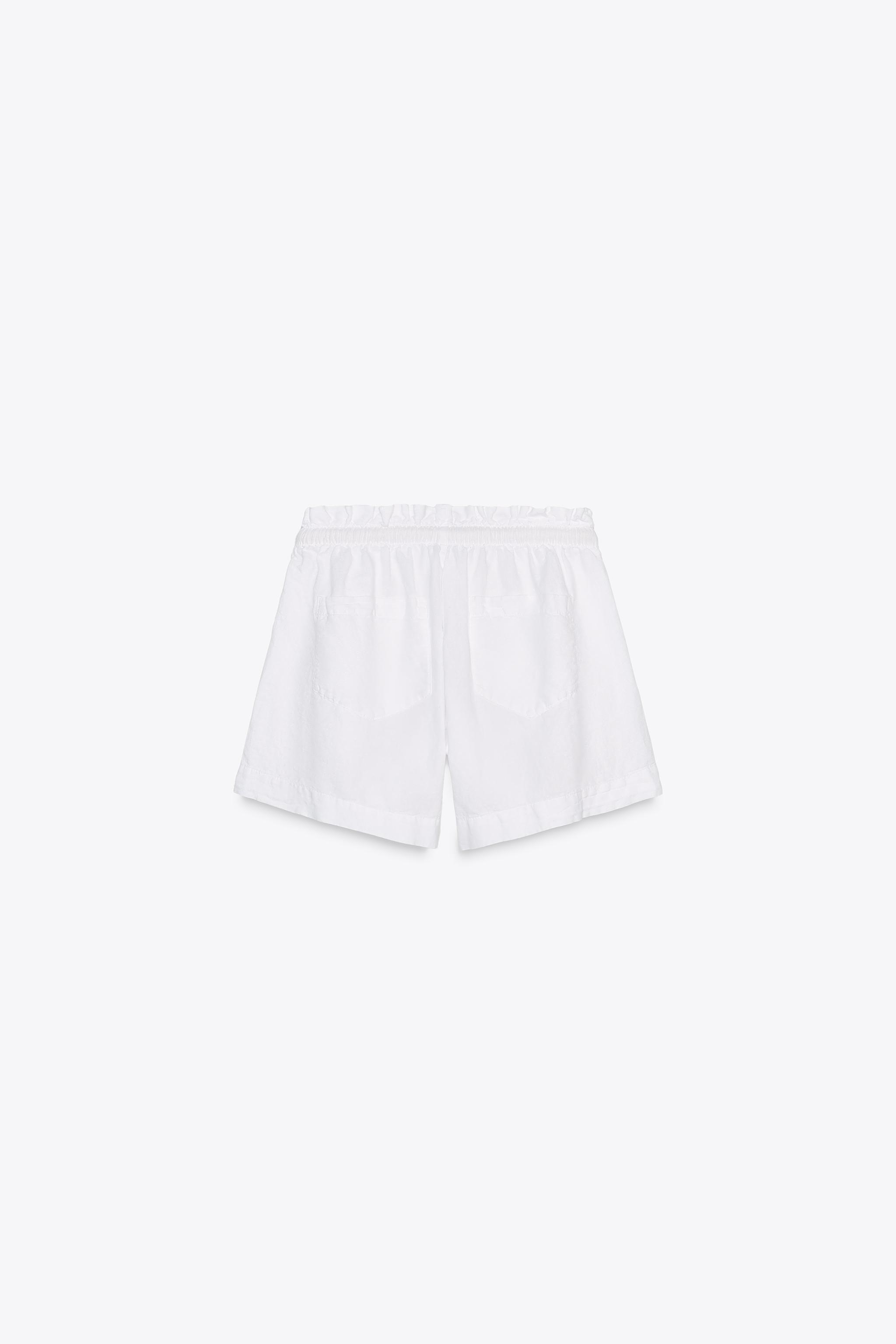 すぐ届く☆ZARA リネン混紡バミューダパンツ ZW COLLECTION ロング丈バギーデニムバミューダパンツ - カーボングレー | ZARA