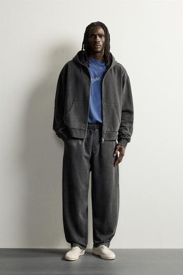 PANTALÓN CHÁNDAL BALLOON FIT BÁSICO - Antracita oscuro de Zara