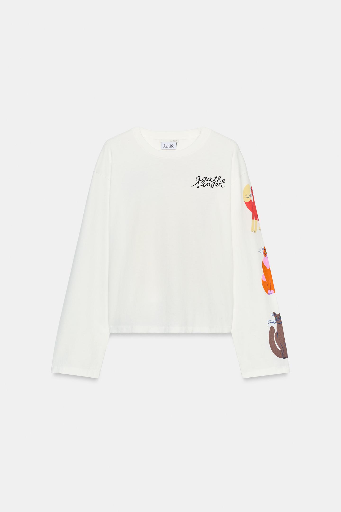 Женская футболка Zara Agathe Singer Print, цвет: Устричный белый — фото 5