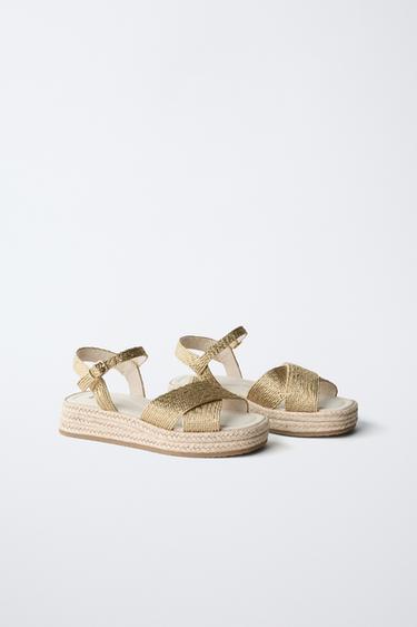 BRAIDED UPPER SANDALS - Gold by Zara