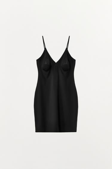 SHORT DRESS WITH POLYAMIDE ZIP - Black by Zara - Image 5