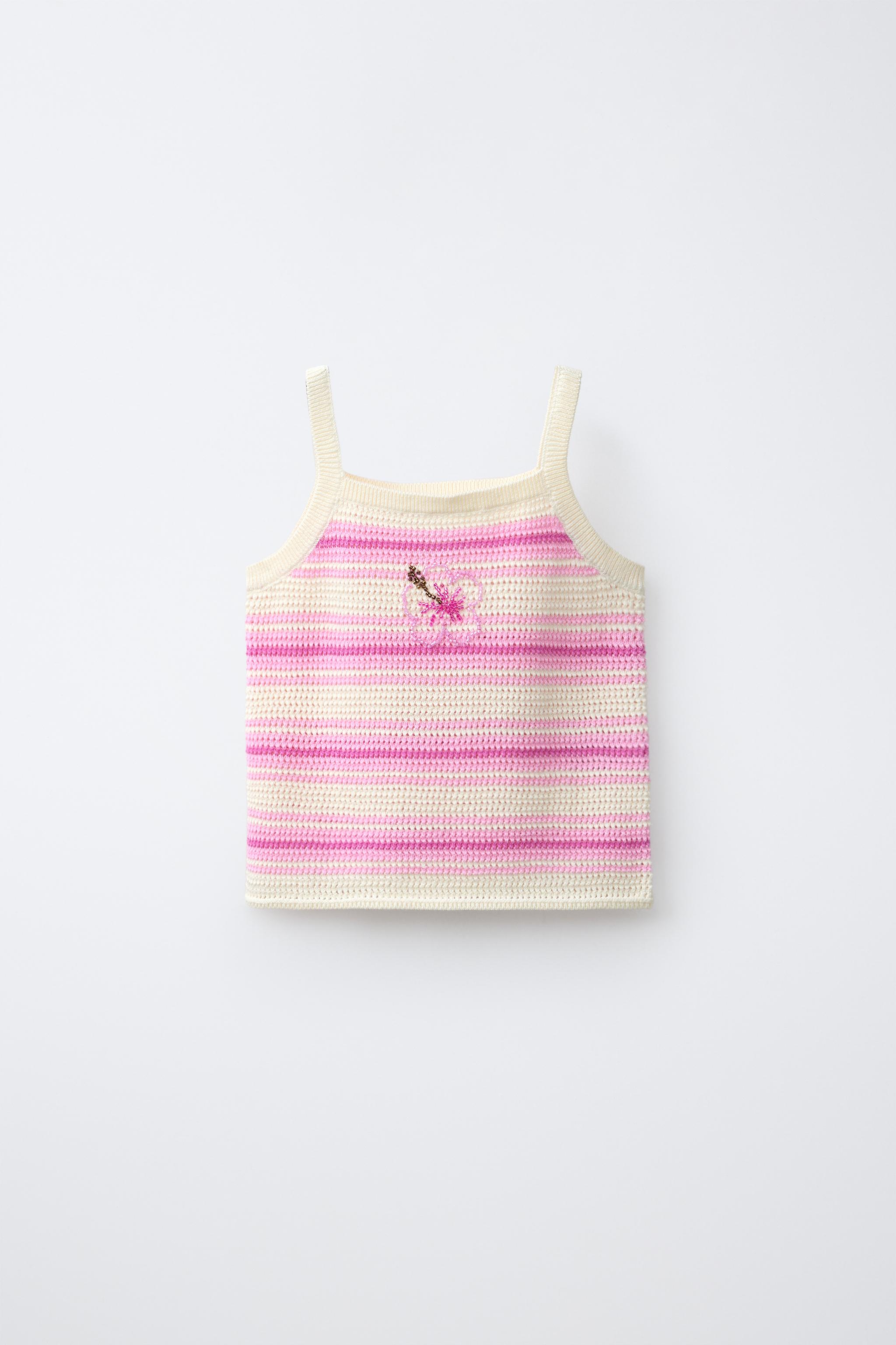 meer. summer lame knit tops ピンク HIBISCUS STRIPED KNIT TOP - Pinks | ZARA United States