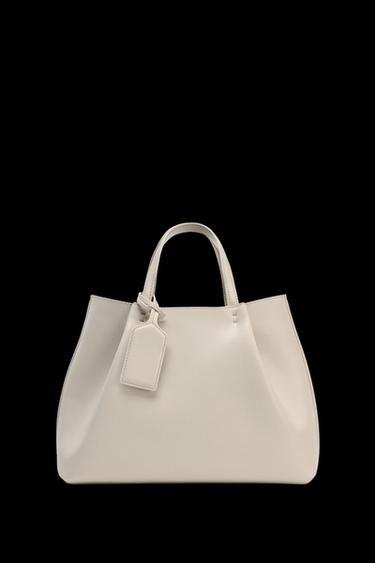 Zara TOPSTITCHED CITY BAG - Ecru - Image 0