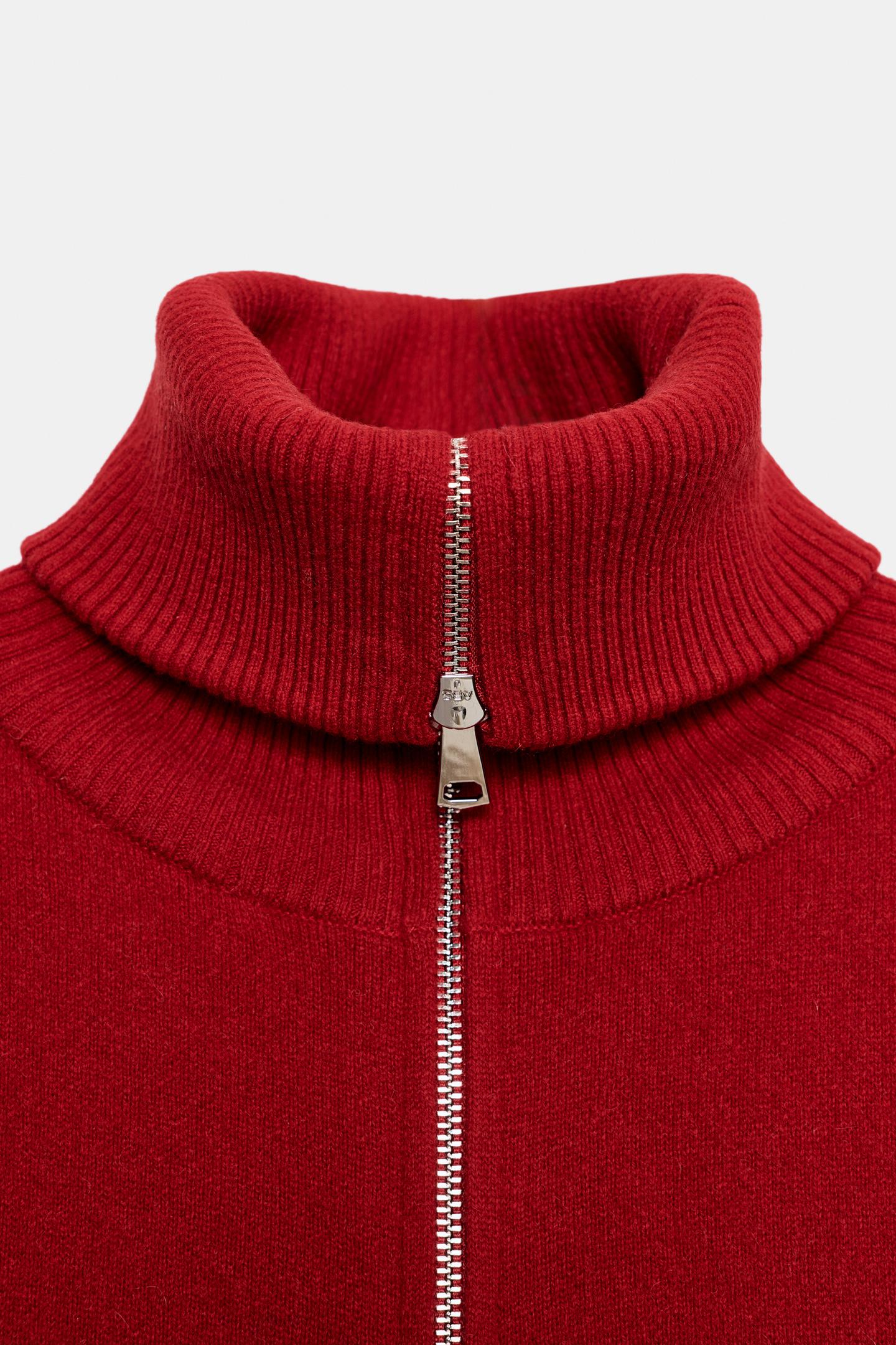 Женская куртка Zara 96% Wool Zip-Up Bomber, цвет: Красный — фото 3