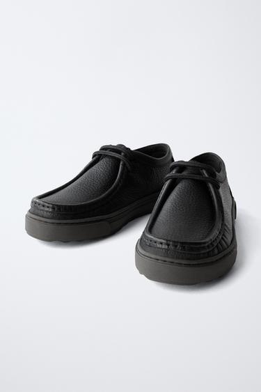 LEATHER BINDING SHOES - Black by Zara - Image 3