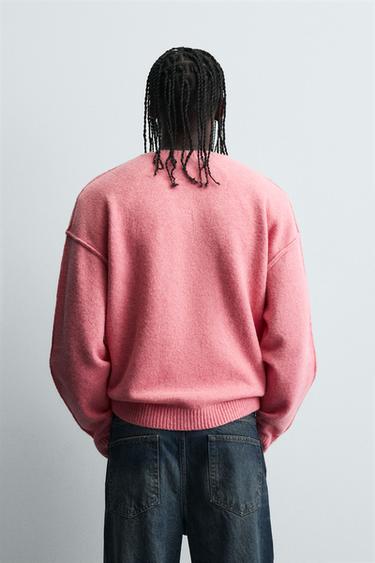 SWEATER WITH TEXTURED REVERSIBLE SEAMS - Pink by Zara - Image 2
