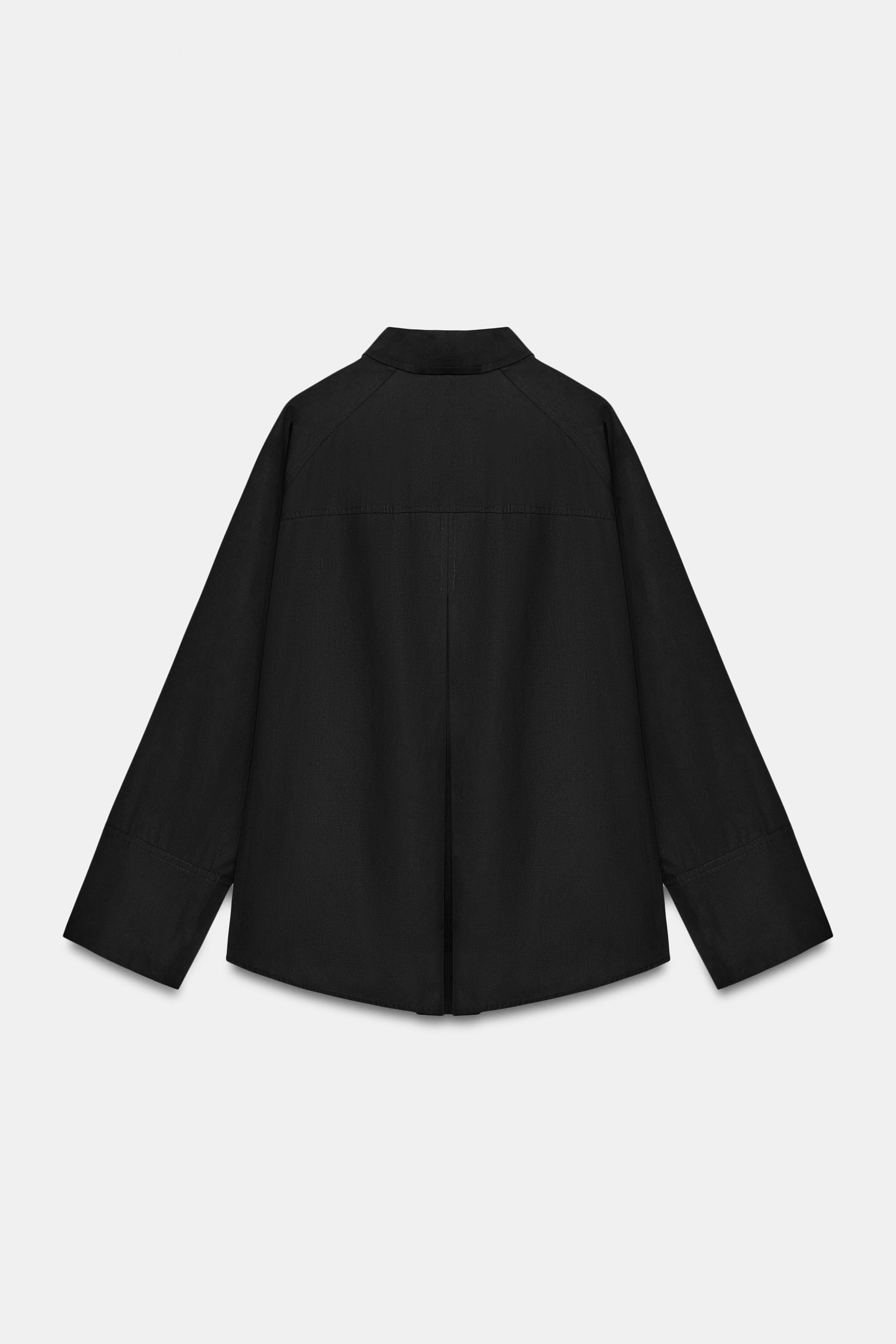 CAMISA OVERSIZE CRUZADA ZW COLLECTION - Negro | ZARA Chile