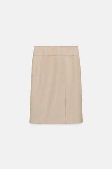 ZW COLLECTION STRIPED STRAIGHT SKIRT - Beige by Zara - Image 7