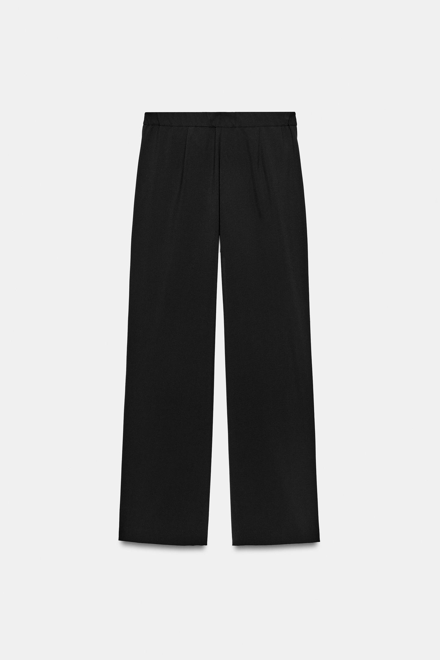 Женские брюки Zara Mid-Rise Straight-Leg, цвет: Чёрный — фото 9