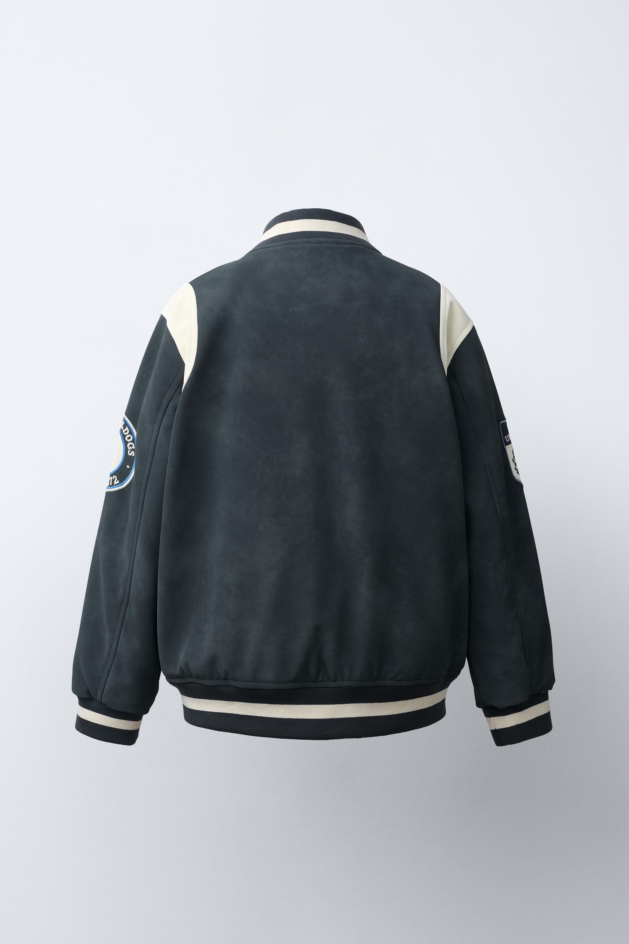 YALE™ PRINTED FAUX LEATHER BOMBER JACKET - Blue | ZARA Canada
