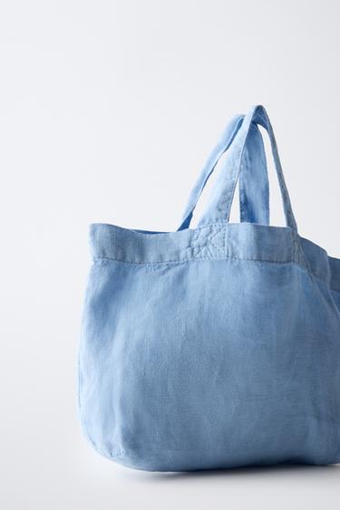 PETIT SAC EN TISSU 100 % LIN - Bleu pastel de Zara - Image 2