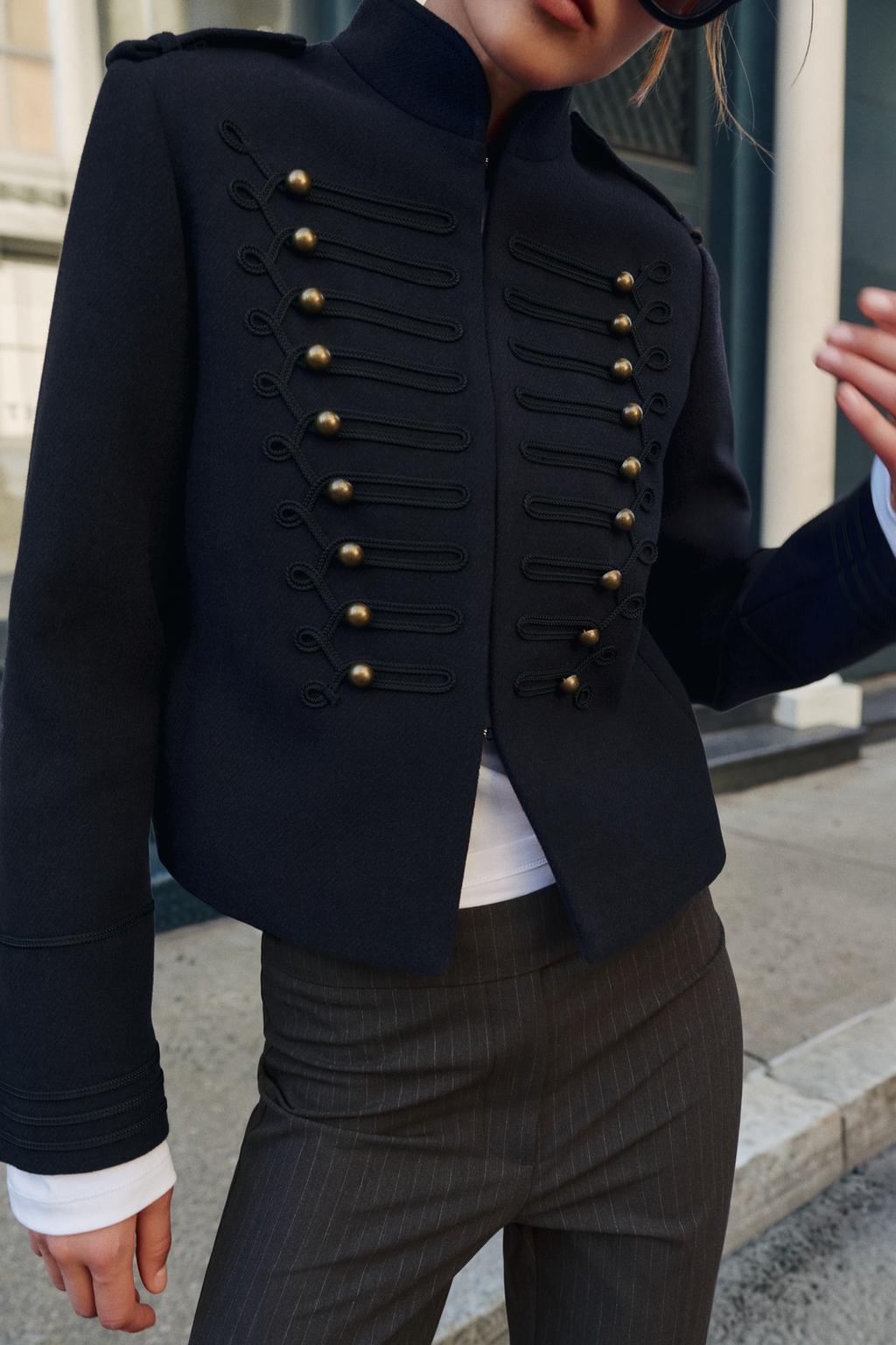 CROPPED SUEDE JACKET WITH FROG FASTENING