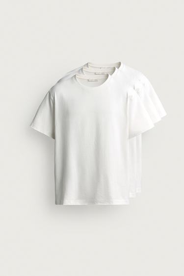 PACK 3 CAMISETA MEDIUM WEIGHT BÁSICA /02 - Blanco de Zara