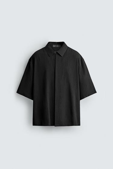 TEXTURED BOXY FIT SHIRT - Black by Zara - Image 0