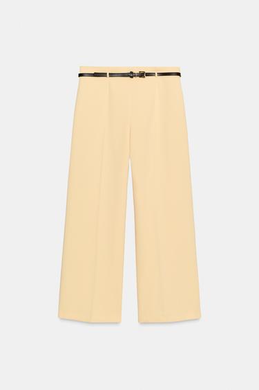 PANTALÓN CULOTTE CINTURÓN ZW COLLECTION - Amarillo de Zara