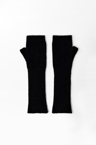 Zara 長版針織手套 - 黑色