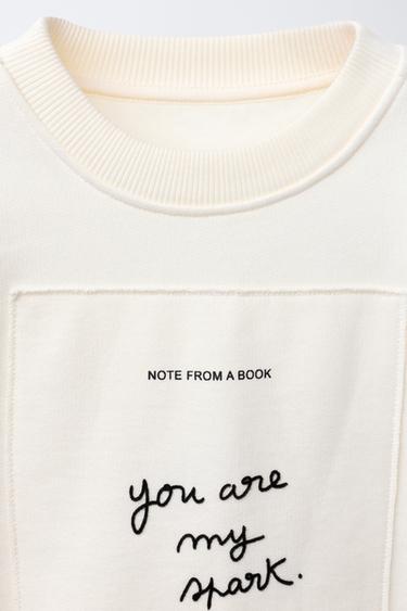 FLOCK TEXT PATCH SWEATSHIRT - Ecru by Zara - Image 2