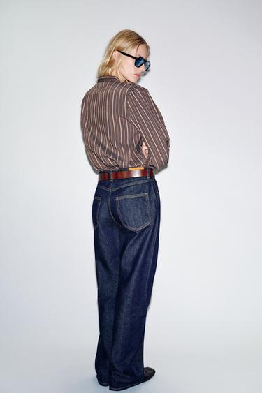 STRIPED SHIRT WITH RUFFLES - Brown-Blue by Zara - Image 4