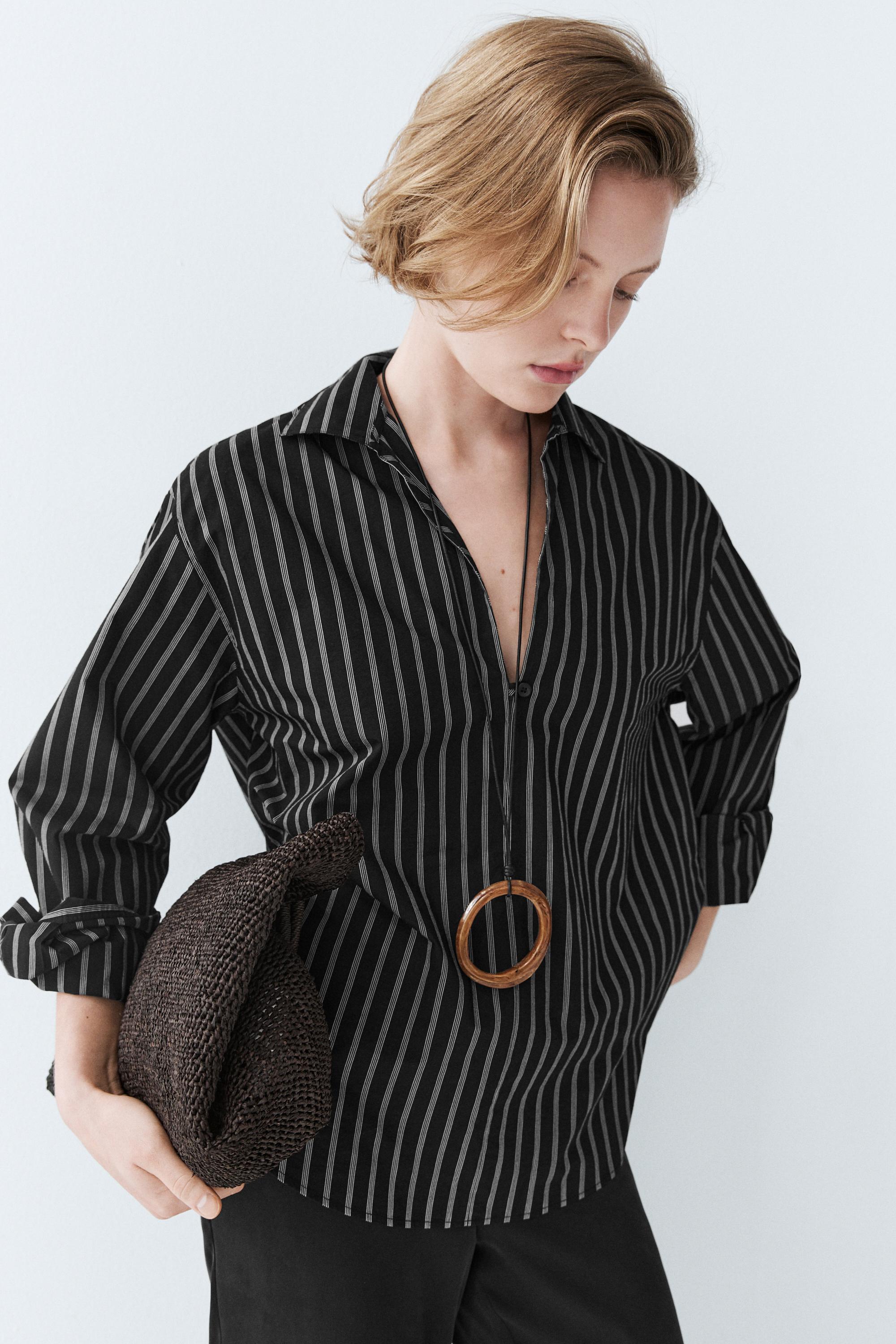 Striped cotton blend shirt