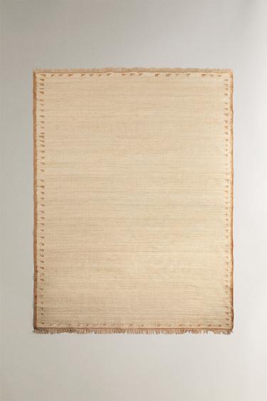 TAPIS JUTE COTON FRANGES - Blanc de Zara - Image 1