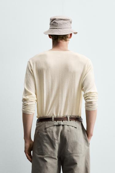 PULL COL TUNISIEN LAINE - COTON - Écru de Zara - Image 2