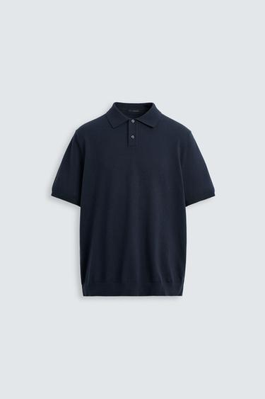 COTTON KNIT POLO SHIRT - Dark navy by Zara