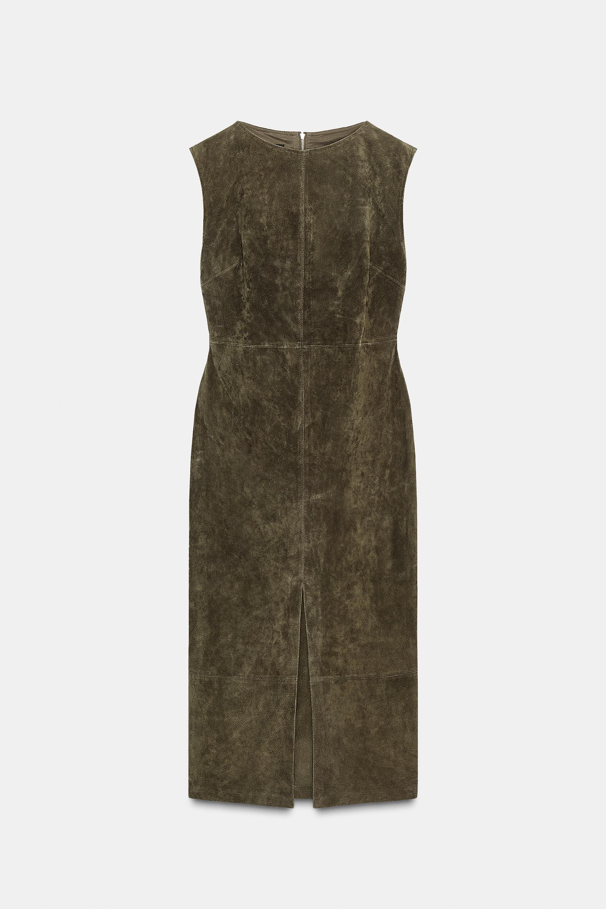 100% LEATHER MIDI DRESS