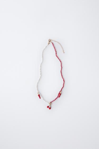 COLGANTE ABALORIOS PIMIENTOS Y CEREZA - Rojo de Zara