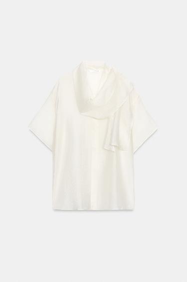 ZW COLLECTION SCARF SHIRT - White by Zara - Image 6