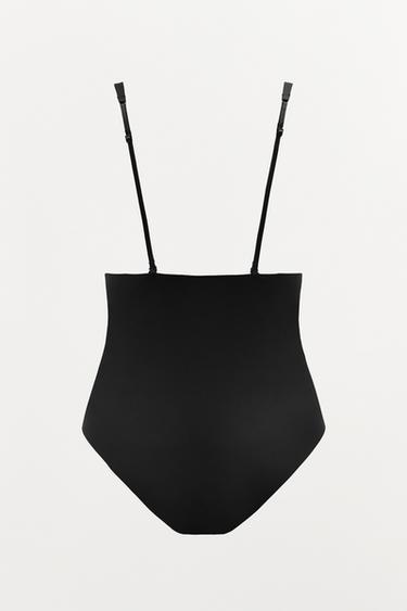 BODY AVEC POLYAMIDE BRETELLES CROISÉES - Noir de Zara - Image 5