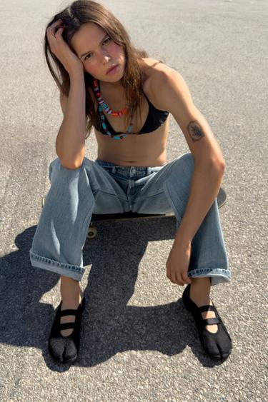 BAILARINA TIRAS ELÁSTICAS - Negro de Zara - Imagen 0