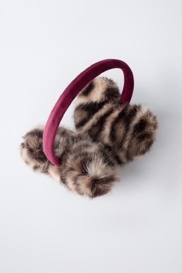 ANIMAL PRINT FAUX FUR EARMUFFS - Brown de Zara - Image 3