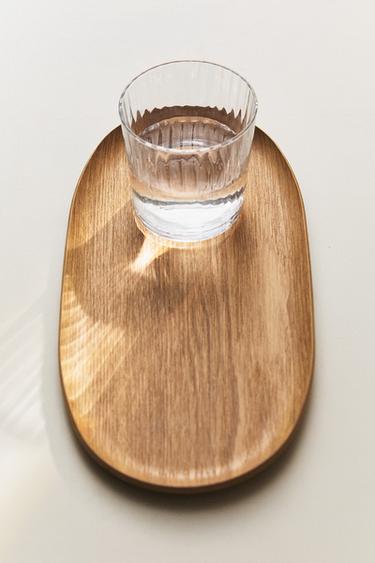 OVAL WOODEN TRAY - Light beige by Zara