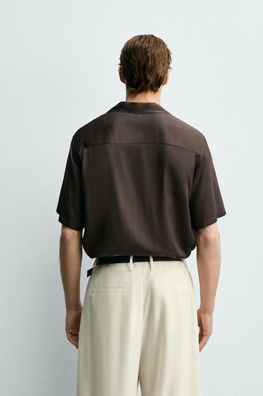 CHEMISE SATINÉE RELAXED FIT - Marron de Zara - Image 2
