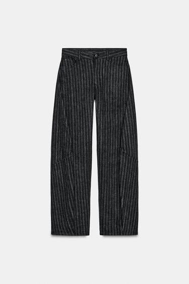 PANTALON BALLON À RAYURES ZW COLLECTION - Gris chiné de Zara - Image 7