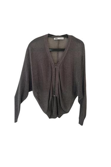 CARDIGAN BOMBER IN RETE METALLIZZATA ARGENTO
