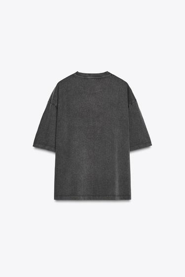 Zara WASHED EFFECT T-SHIRT - Black