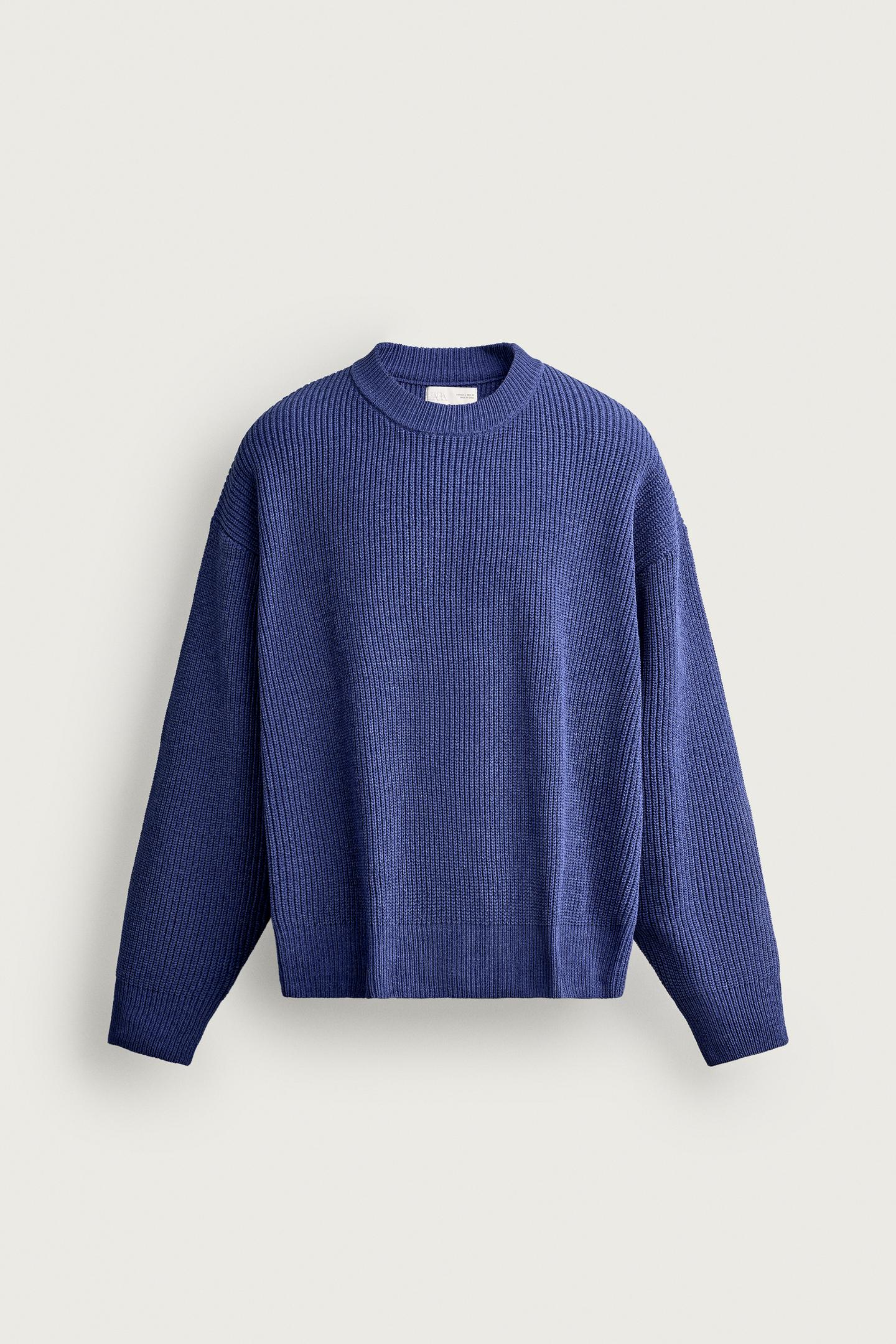 Мужской свитер Zara Chenille Relaxed Fit, цвет: Голубоватый — фото 7