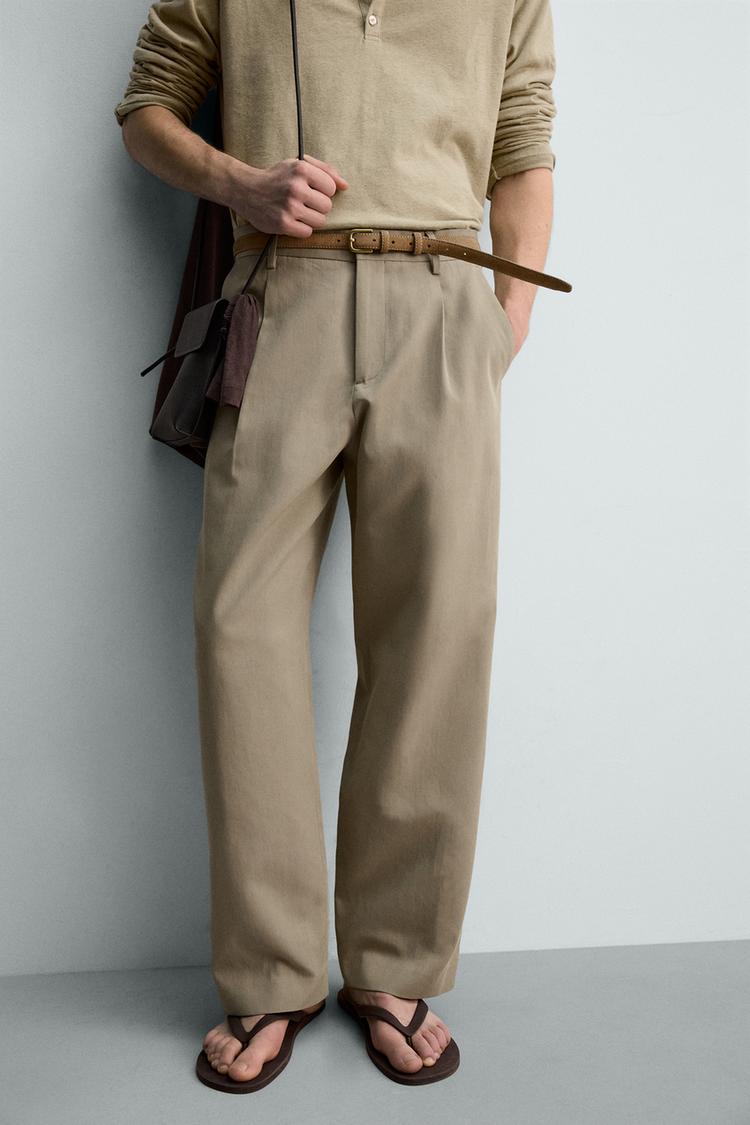 ZARA STRAIGHT-LEG PLEATED TROUSERS