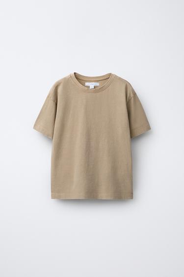 BASIC FADED-EFFECT T-SHIRT - Light beige by Zara